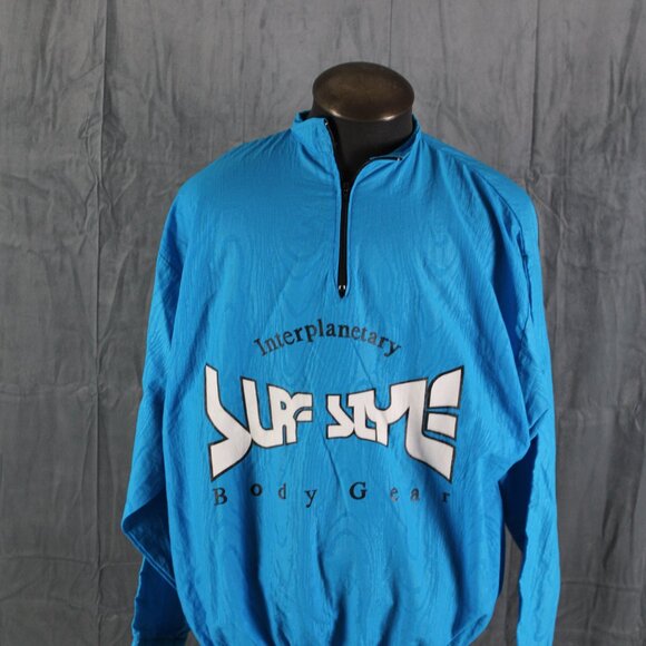 Vintage Surf Style Pullover - Blue Reflective Windbreaker - Men's XL - Picture 3 of 7